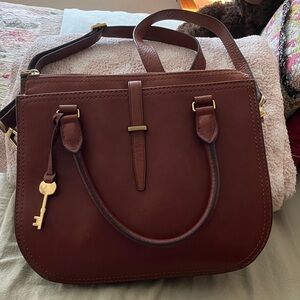 Fossil Rich Brown Leather Satchel
